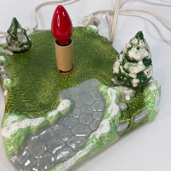 Vtg 2 Pc Scioto Molds Ceramic 1980/90s Pumpkin House Snowy Yard Trees w Light - Picture 9 of 16